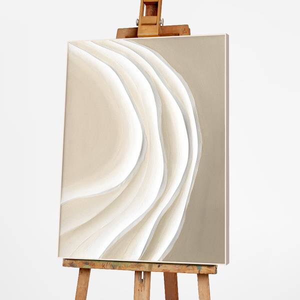 Leinwandbild Sandy Waves Leinwand / Pinie massiv - Beige