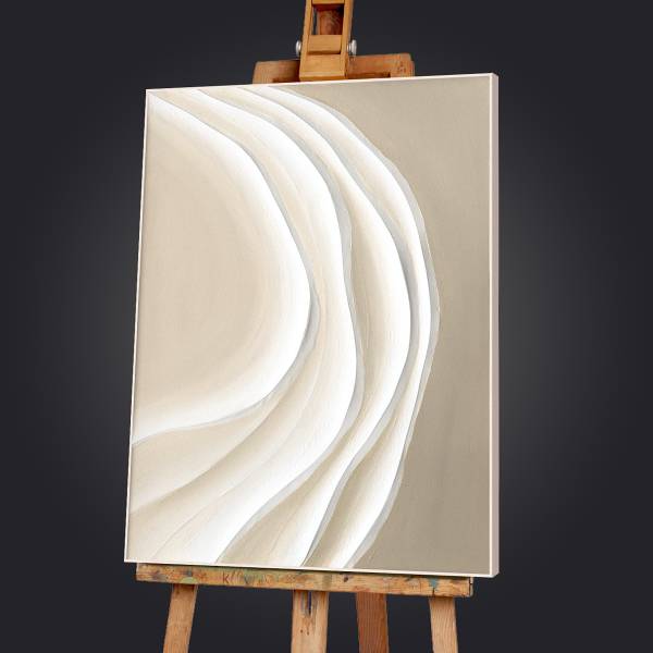 Leinwandbild Sandy Waves Leinwand / Pinie massiv - Beige