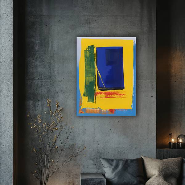 Leinwandbild Blue and Yellow Typ B Leinwand / Tanne massiv - Blau Gelb