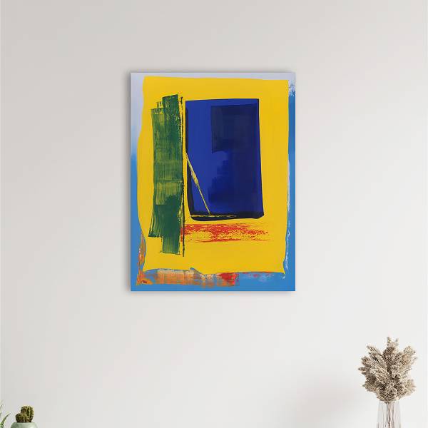 Leinwandbild Blue and Yellow Typ B Leinwand / Tanne massiv - Blau Gelb