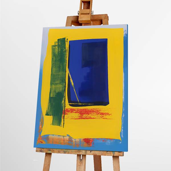 Leinwandbild Blue and Yellow Typ B Leinwand / Tanne massiv - Blau Gelb