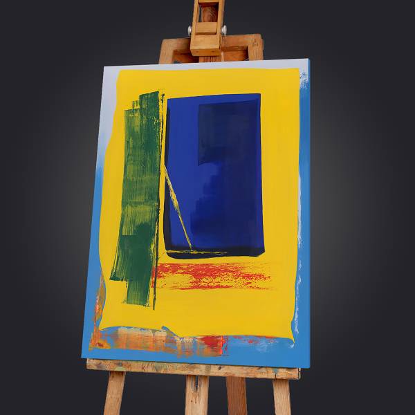 Leinwandbild Blue and Yellow Typ B Leinwand / Tanne massiv - Blau Gelb