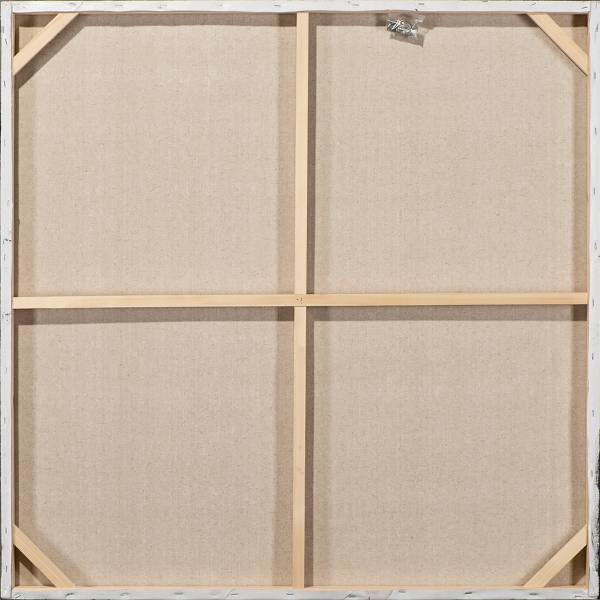 Leinwandbild Fischschwarm in Hellblau Leinwand / Pinie massiv - Schwarzbeige / Blau Grau