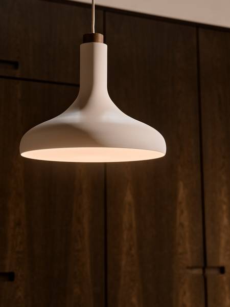 Pendelleuchte Fuji Aluminium / Gummibaum teilmassiv  - 1-flammig - Beige