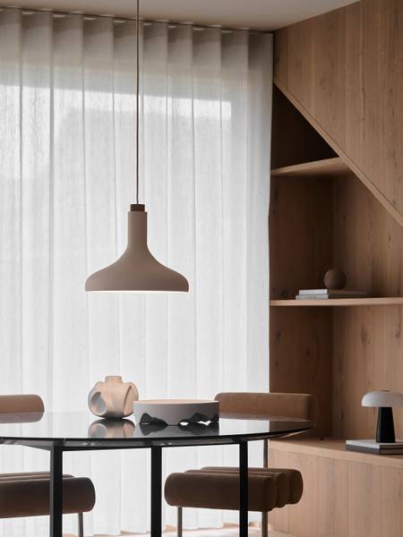 Pendelleuchte Fuji Aluminium / Gummibaum teilmassiv  - 1-flammig - Beige