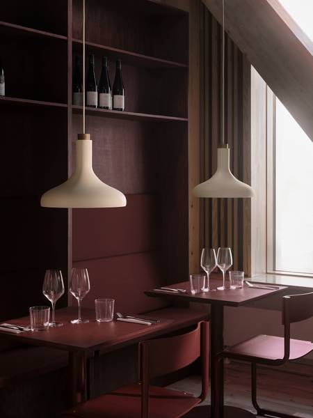 Pendelleuchte Fuji Aluminium / Gummibaum teilmassiv  - 1-flammig - Beige