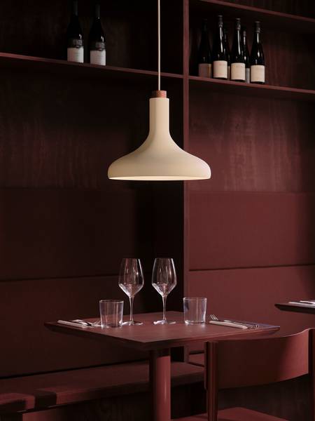 Pendelleuchte Fuji Aluminium / Gummibaum teilmassiv  - 1-flammig - Beige
