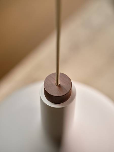 Pendelleuchte Fuji Aluminium / Gummibaum teilmassiv  - 1-flammig - Beige