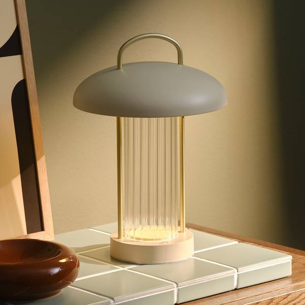 Tischleuchte Mirano Aluminium / Borosilikatglas - 1-flammig - Beige