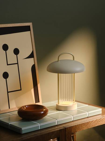 Tischleuchte Mirano Aluminium / Borosilikatglas - 1-flammig - Beige