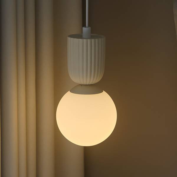 Pendelleuchte Sadie Keramik / Opalglas - 1-flammig - Beige