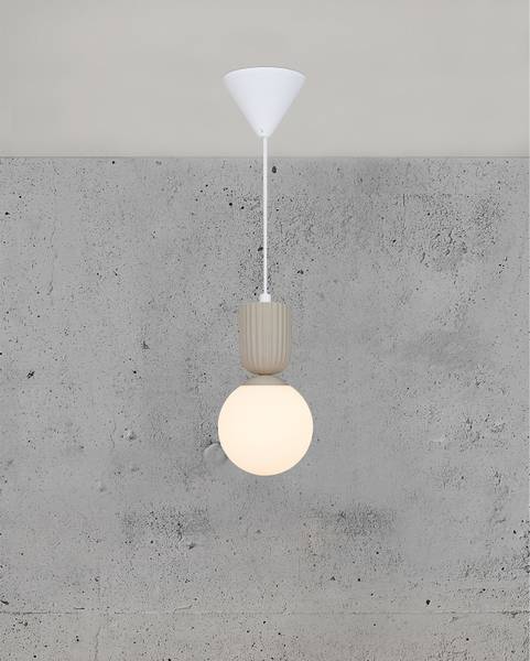 Pendelleuchte Sadie Keramik / Opalglas - 1-flammig - Beige