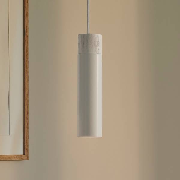 Pendelleuchte Tilo Typ B Gummibaum teilmassiv / Aluminium - 1-flammig - Weiß