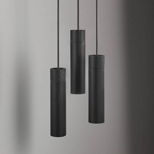 Pendelleuchte Tilo Typ D Gummibaum teilmassiv / Aluminium - 1-flammig