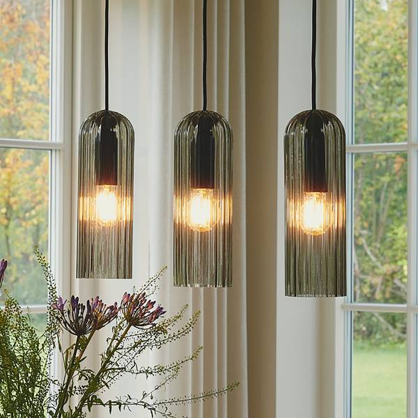 Pendelleuchte Miella Typ C Aluminium / Rauchglas - 3-flammig