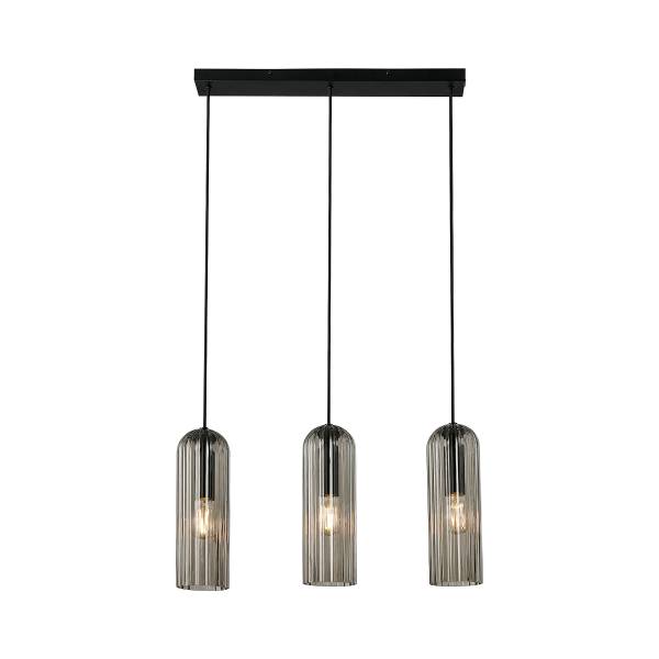 Pendelleuchte Miella Typ C Aluminium / Rauchglas - 3-flammig