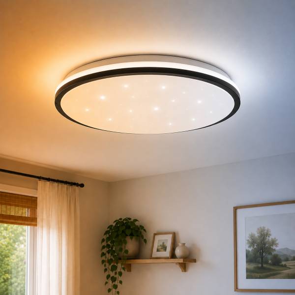 LED-Deckenleuchte Taya Stahl / ABS - 1-flammig - Breite: 50 cm