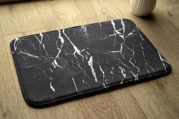 Badteppich Schwarze Murmel Schwarz - Polyester - 90 x 60 x 90 cm