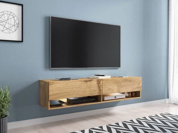 TV-Lowboard A140 mit RGB Beleuchtung Braun - Holzwerkstoff - 140 x 30 x 33 cm