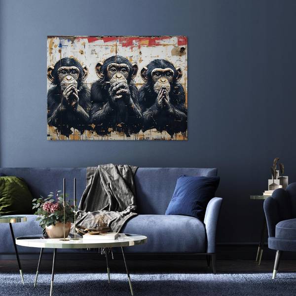 Leinwandbild Abstrakt Affe Modern Bilder 60 x 40 x 2 cm