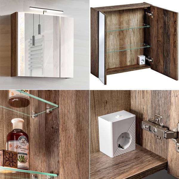 Badmöbel-Set IRAKLIO-56-40 2er-Set Weiß - Holzwerkstoff - 140 x 200 x 46 cm