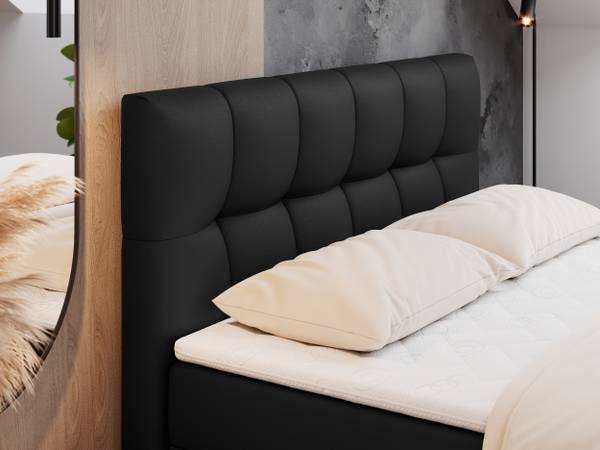 Boxspringbett RICO Schwarz - Breite: 200 cm - H3