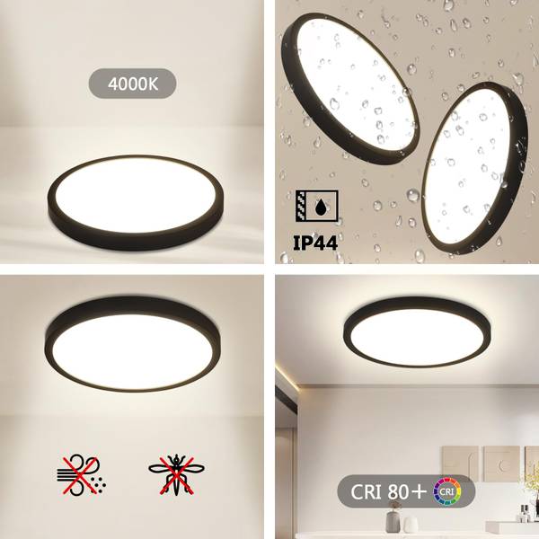LED Plafondlamp ShqCSz zwart - wit - 23 x 23 cm - Diameter: 23 cm - Diameter lampenkap: 23 cm