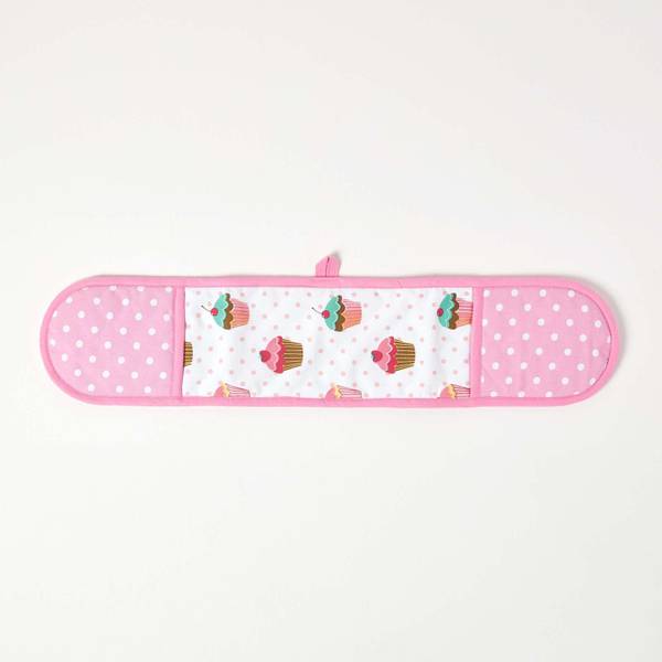 Ofenhandschuh doppelt Cupcakes Pink - Baumwollstoff - 18 x 1 x 84 cm