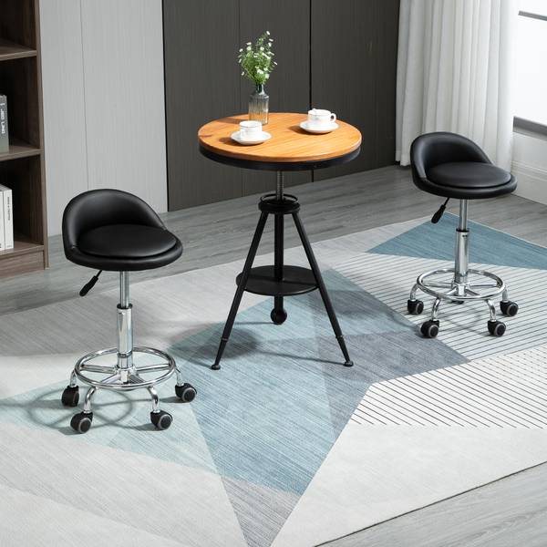 Arbeitsdrehhocker 503-016 2er Set Schwarz - Kunstleder - 38 x 72 x 38 cm