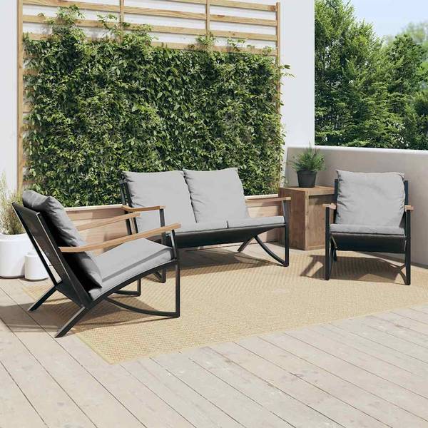 Garten-Lounge-Set 3283637 3-teilig Schwarz - Metall - 65 x 68 x 79 cm