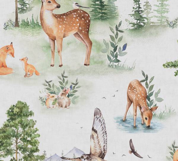 Vliestapete 4672 Waldtiere Bäume Design Fleece - 53 x 1005 x 1 cm