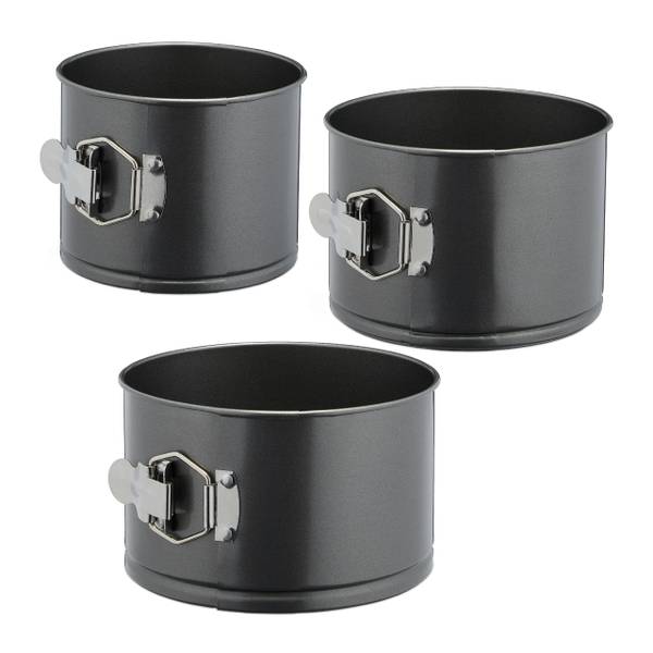 Springvorm hoog set van 3 grijs - zilver - staal - 18 x 11 x 18 cm