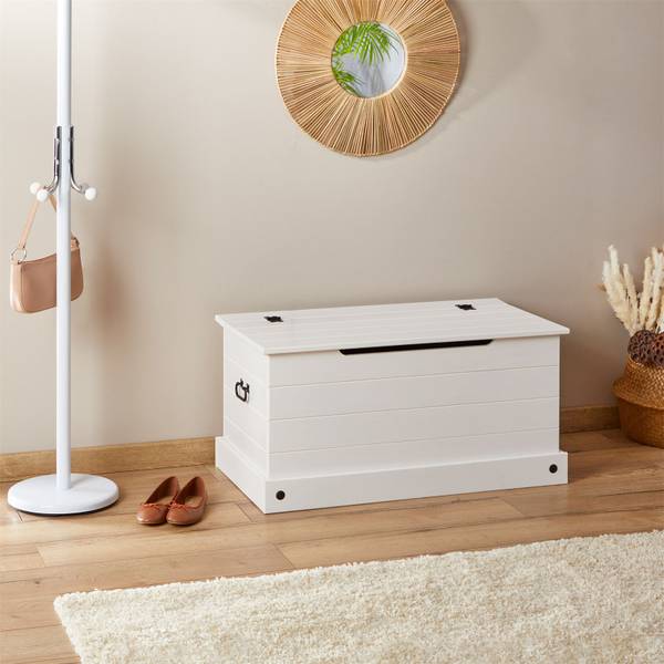 Holztruhe RURAL Weiß - Kiefer - 91 x 46 x 50 cm