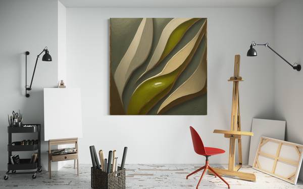 Wandbild blätter botanik abstraktion 60 x 60 cm