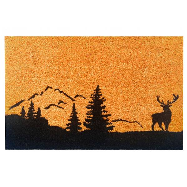 Kokos Fußmatte mit Motiv 60x40 cm Schwarz - Braun - Naturfaser - Kunststoff - 60 x 2 x 40 cm