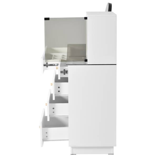 Kaptafel met spiegel GlassGLOW wit - plaatmateriaal op houtbasis - 40 x 120 x 120 cm
