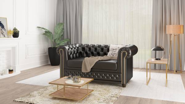 Chesterfield-Set Perry - Schlaffunktion Schwarz