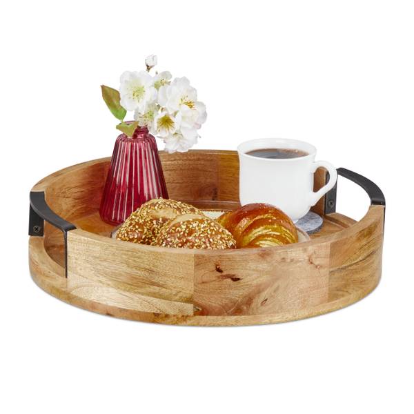 Plateau de service Noir - Marron - Fer - 35 x 8 x 35 cm