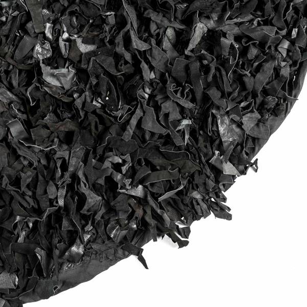 Lederteppich Dallas Schwarz - Echtleder - 150 x 1 x 150 cm