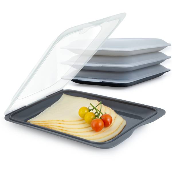 Aufschnittbox stapelbar 4er Set Grau