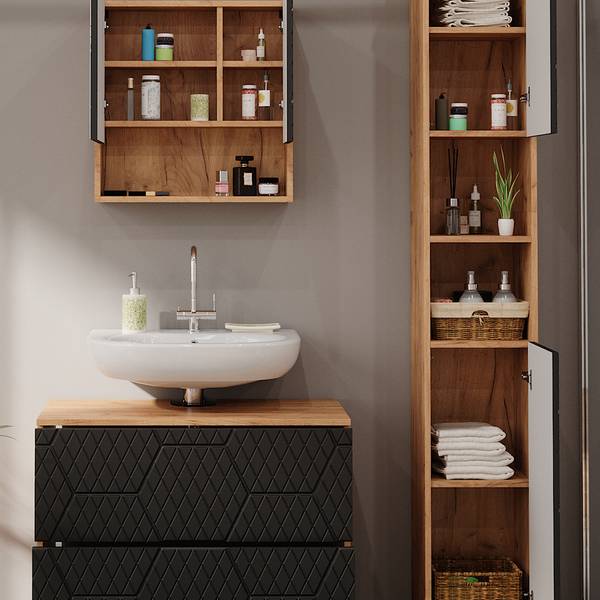 Meubles bain Irma 47178 Gris - Bois manufacturé - 80 x 59 x 41 cm