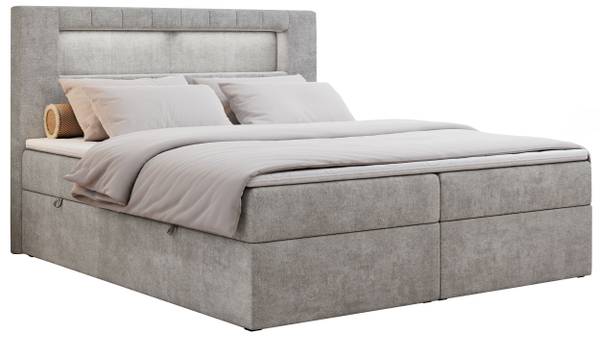 Boxspringbett GOLD-5 Platingrau - H4 - Textil - Liegefläche Breite: 120 cm