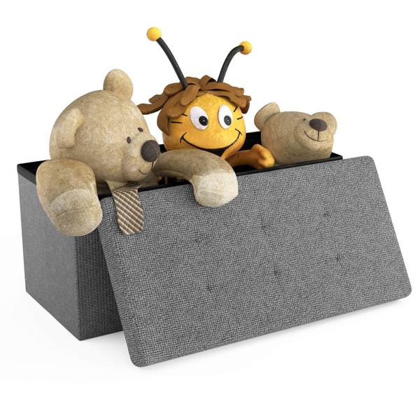 Sitzbank Sitzhocker Sitzwürfel Fußhocker Grau - Textil - 38 x 38 x 76 cm
