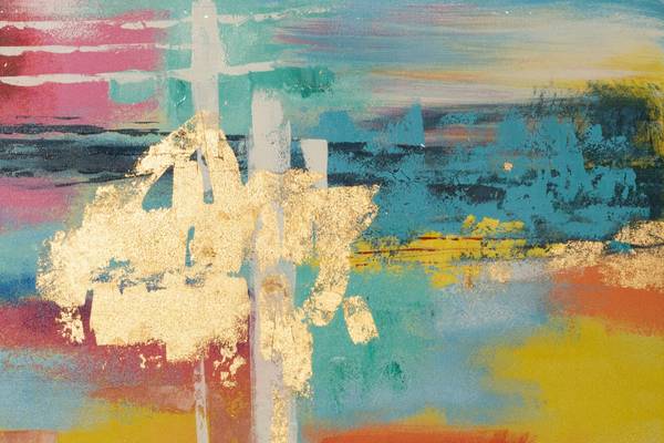 Acrylbild Handgemalt Nonfigurativ Gor Baumwollstoff - 80 x 80 x 4 cm