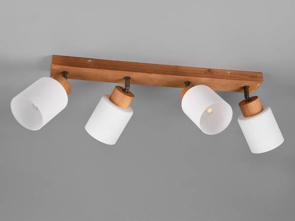 LED Deckenstrahler Holz Glas Weiß 60cm Braun - Weiß - Milchglas - 60 x 10 x 21 cm