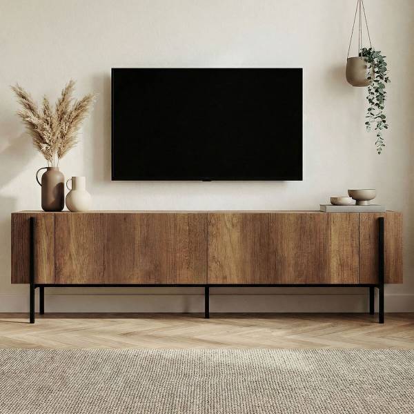 TV-Möbel ATLAS Schwarz - Holzwerkstoff - 30 x 45 x 180 cm