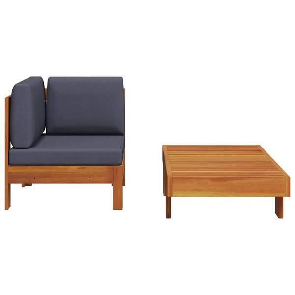 Garten-Sofa-Set 3007925-6 (2-teilig) Dunkelgrau - 100 x 25 x 60 cm