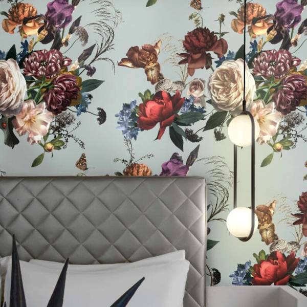 Behang Florale Renaissance grijs - papier - 200 x 250 x 1 cm