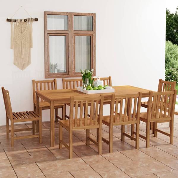 Garten-Essgruppe 3059946 9-teilig Braun - Massivholz - 100 x 77 x 200 cm