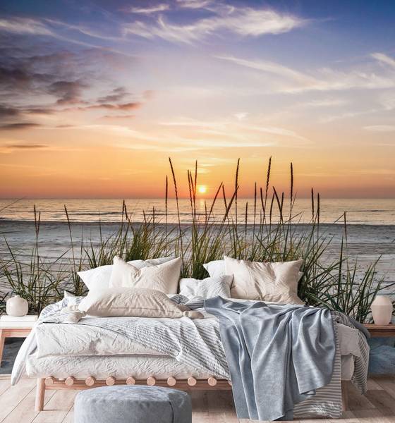 Fototapete Dünen Strand Sonnenuntergang 100 x 100 cm